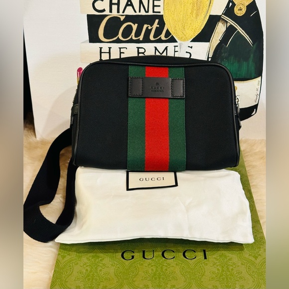 Gucci Handbags - GUCCI WEB SHERRYLINE CANVAS Waist Belt Crossbody Bag Unisex RANK A w/Dust Bag